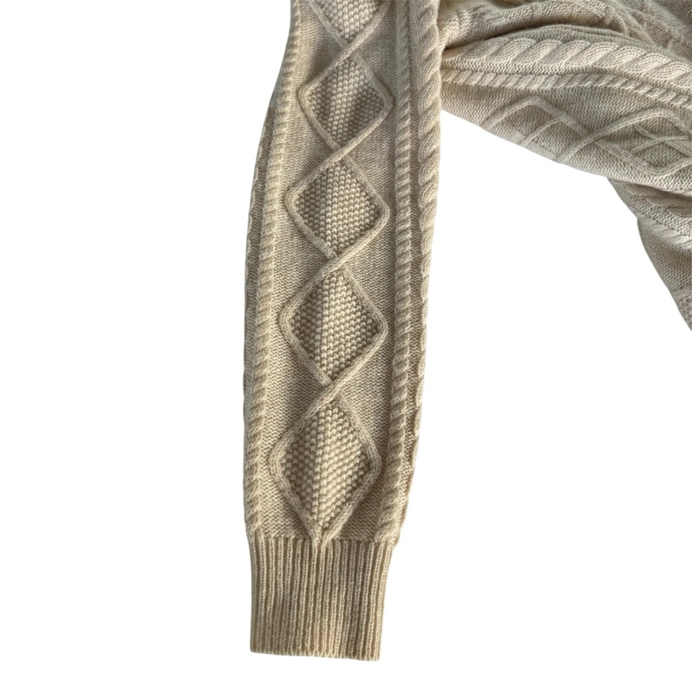 Merino Wool Cable Knit Cream Sweater, No Size Tag, Approximately size Large - Picture 6 of 10